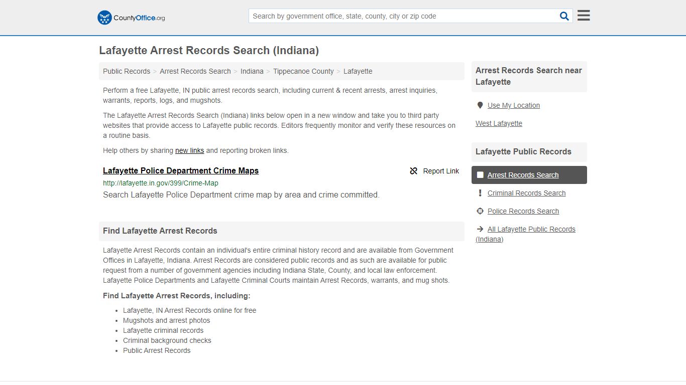 Arrest Records Search - Lafayette, IN (Arrests & Mugshots)
